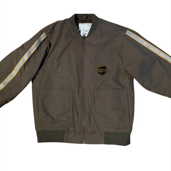 UPS Uniform - Vintage Twinhill Bomber Jacket Brown Reflective Full Zip - Picture 1 of 5
